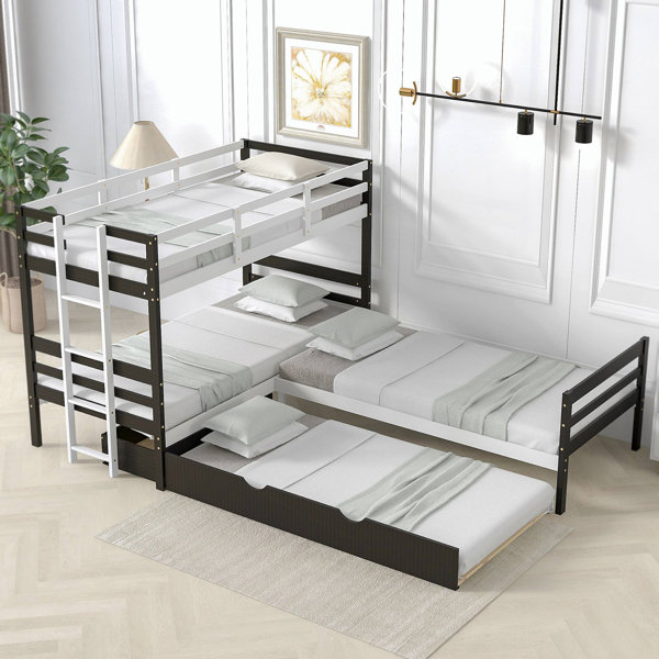 Harriet Bee Fraiya Twin Over Twin Solid Wood LShaped Bunk Beds with Trundle by Harriet Bee